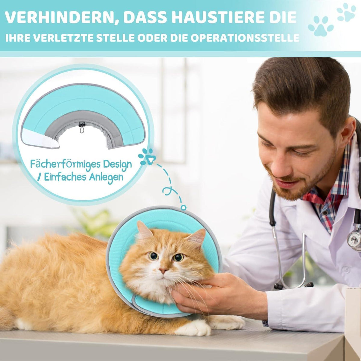 Halskrause Katze verstellbarer Kragen Weich Cone Operation grün M
