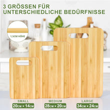 3er Set Bambus Schneidebrett Holz Natur 34x24cm 28x20cm