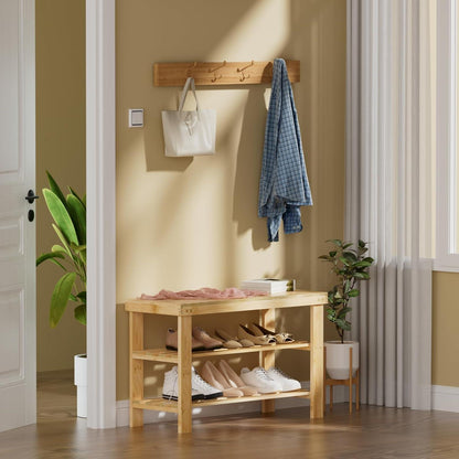 Schuhregal Bambus Sitzbank Ablagen 70x29x45cm Wohnzimmer Diele Bad
