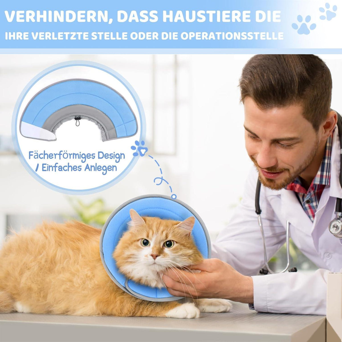 Supet Halskrause Katze Einstellbarer Halsband Weich Kragen Cone blau S
