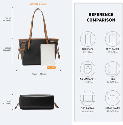 Miss Lulu Damen PU Leder Handtasche Groß Shopper Schultertasche Mit Verstellbarem Gurt