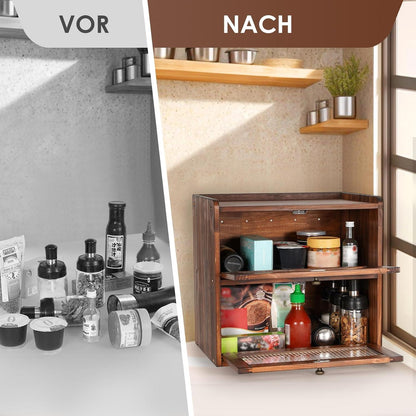 Großer Brotkasten aus Zirbenholz mit Acryltür und Belüftungslöchern