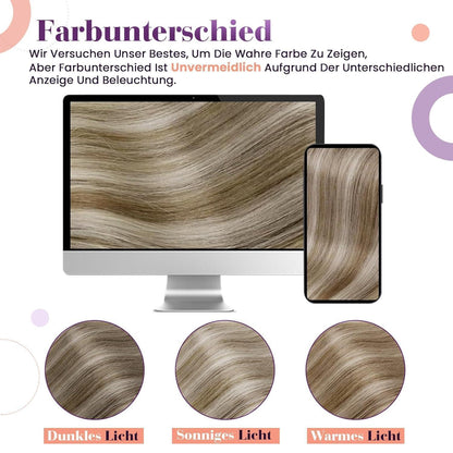 Echthaar Clip-in Extensions Hellbraun-Platinblond 50cm
