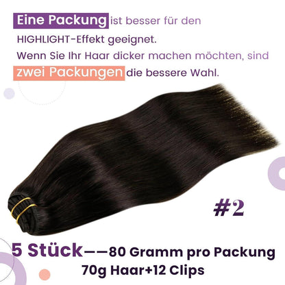 Clip-in Echthaar Extensions Braun Dunkelbraun #2
