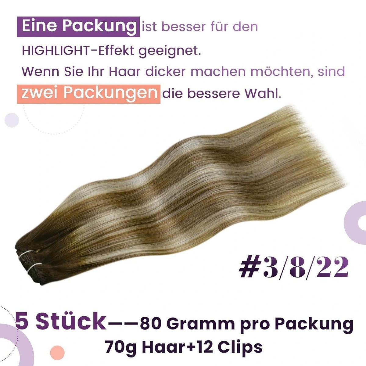 Clip-in Echthaar Extensions Balayage Braun Dunkelbraun Blond