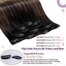 Echthaar Clip-in Extensions Ombre Schwarz-Hellbraun
