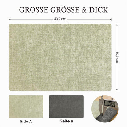 Romanstyle Vinyl Tischsets 6er Set Grau-Grasgrün 30,5 x 43,2 cm