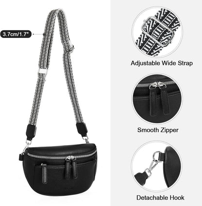 FIGESTIN Damen Bauchtasche PU Leder Crossbody Umhängetasche Verstellbarer Riemen
