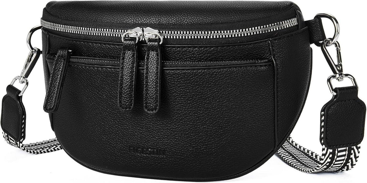 FIGESTIN Damen Bauchtasche PU Leder Crossbody Umhängetasche Verstellbarer Riemen