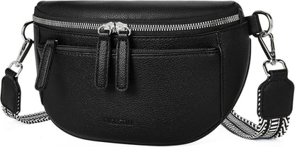 FIGESTIN Damen Bauchtasche PU Leder Crossbody Umhängetasche Verstellbarer Riemen