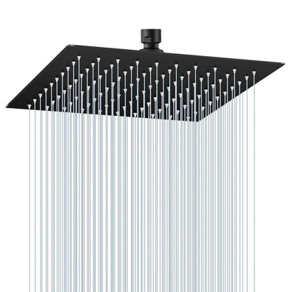 25cm Regendusche Schwarz Edelstahl, Wassersparend & Einfach Installieren