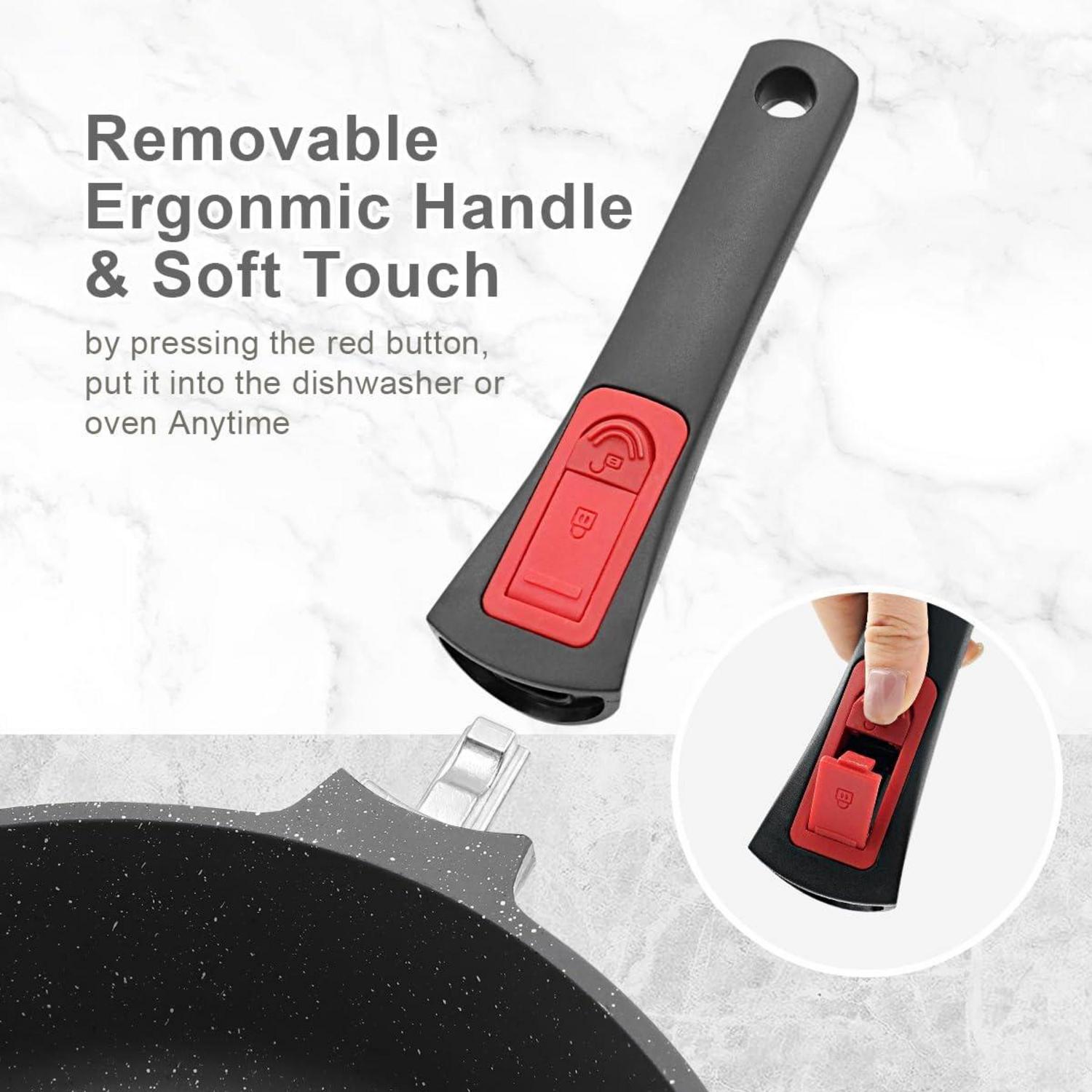 Antihaft Pfanne mit Deckel 28cm Bratpfanne 4.3L - Schwarz