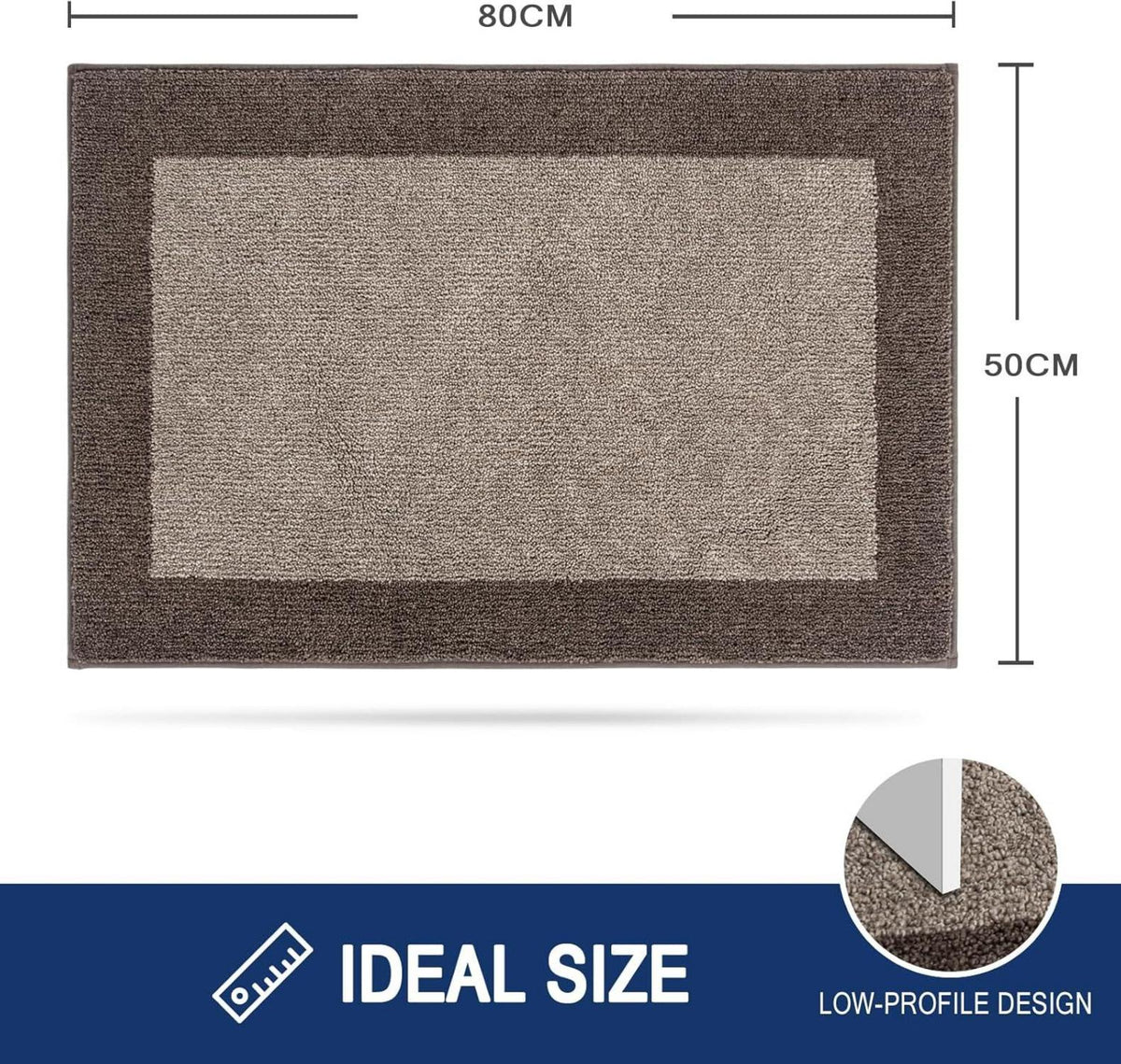 FCSDETAIL Schmutzfangmatte 50x80cm rutschfest waschbar Beige