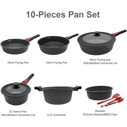 Topf und Pfannenset 10-Teilig, Antihaft, Induktion, Ofenfest