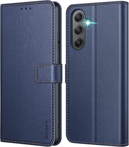 Samsung Galaxy A35 5G Handyhülle Leder Klapphülle Blau