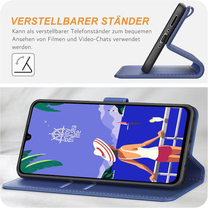 Samsung Galaxy A35 5G Handyhülle Premium Leder Klapphülle Blau