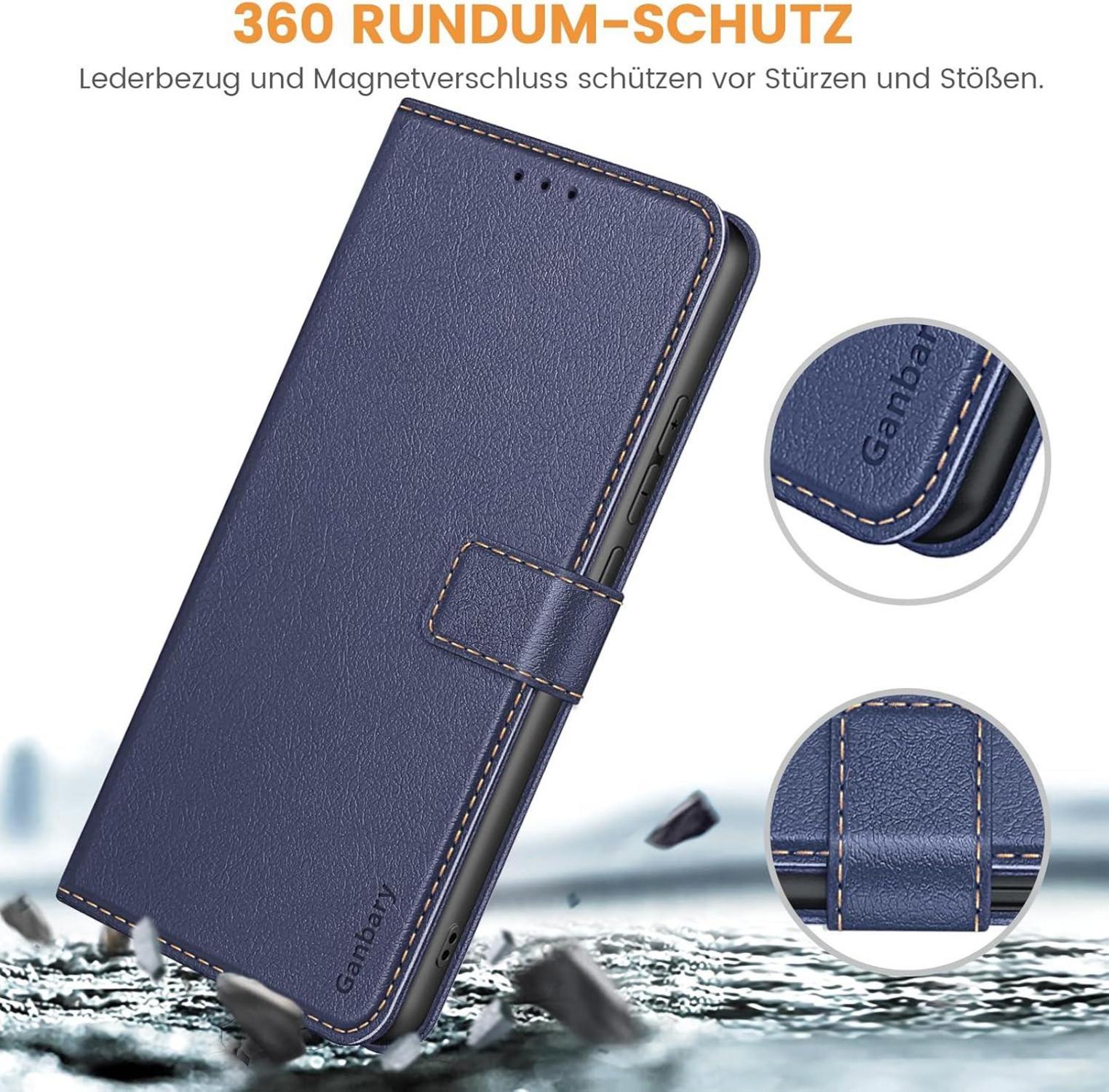 Leder Handyhülle Samsung Galaxy A35 5G Blau Kartenfächer Standfunktion