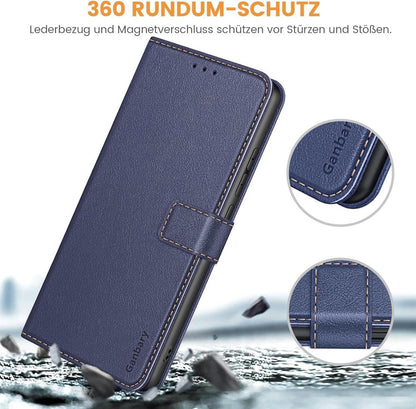 Leder Handyhülle Samsung Galaxy A35 5G Blau Kartenfächer Standfunktion