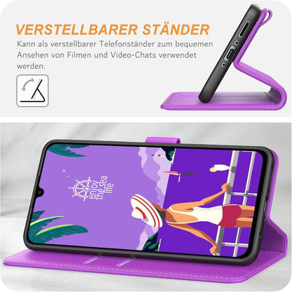 Samsung Galaxy A35 5G Handyhülle Leder Klapphülle Violett mit Kartenschlitzen und Standfunktion