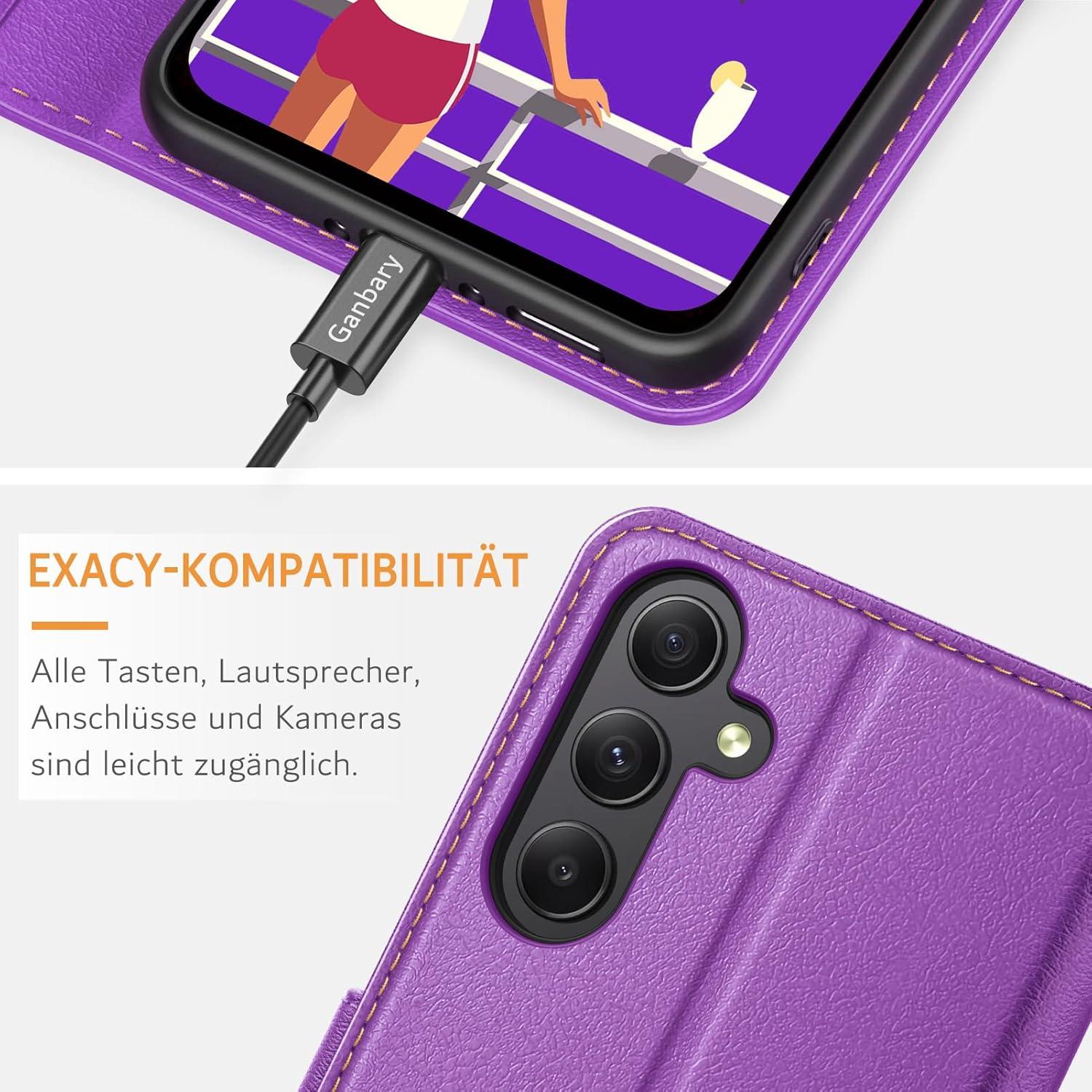 Samsung Galaxy A35 5G Handyhülle Leder Klapphülle Violett Standfunktion