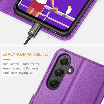 Samsung Galaxy A35 5G Handyhülle Leder Klapphülle Violett Standfunktion