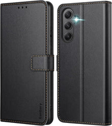 Handyhülle Samsung Galaxy A35 5G Leder Schwarz mit Kartenfach