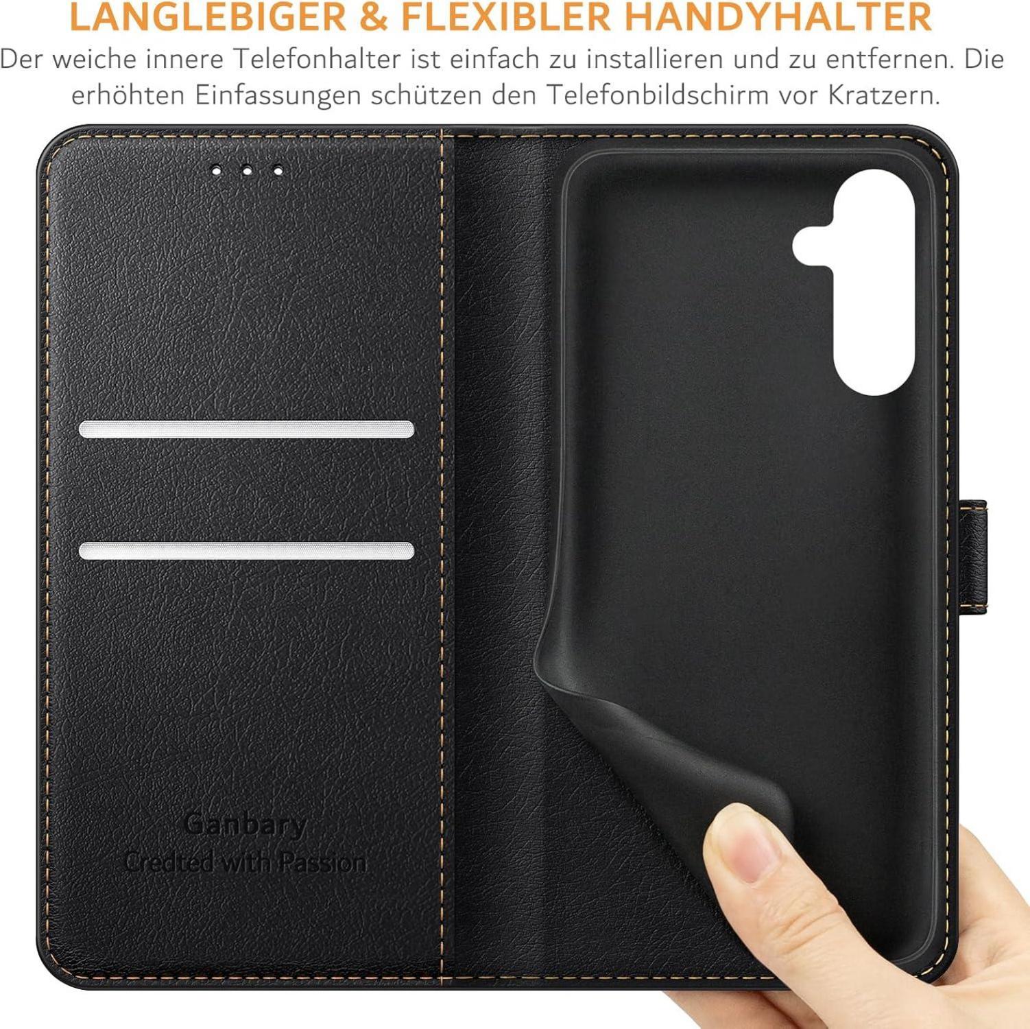 Handyhülle Samsung Galaxy A35 5G Leder Klapphülle Schwarz