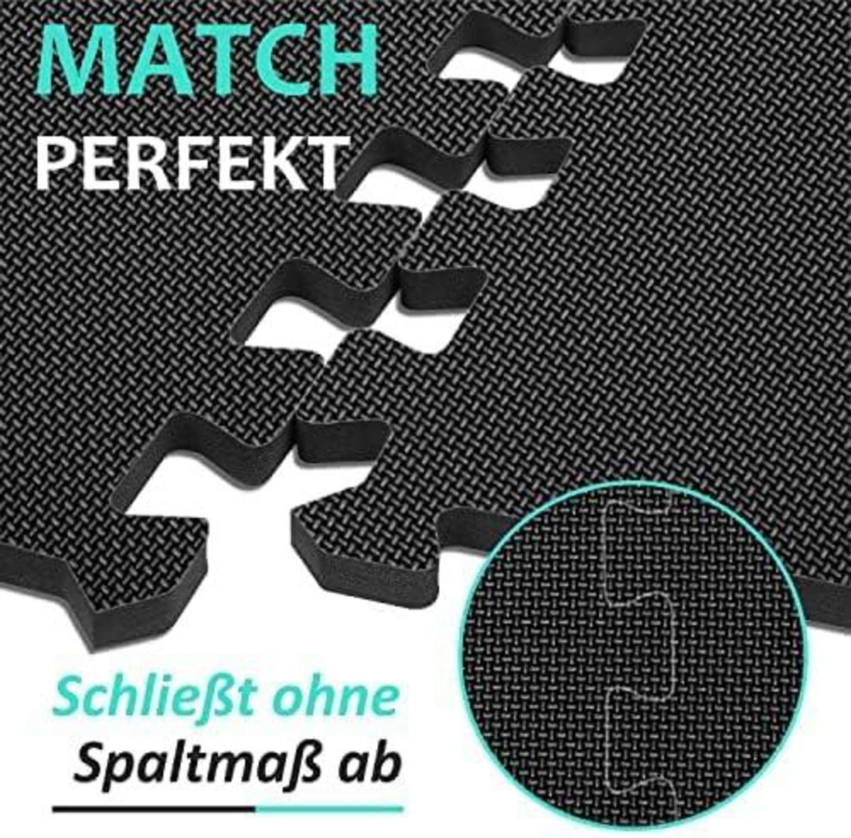 Fitness Bodenschutzmatten Set Schwarz 48Stk rutschfest 10mm
