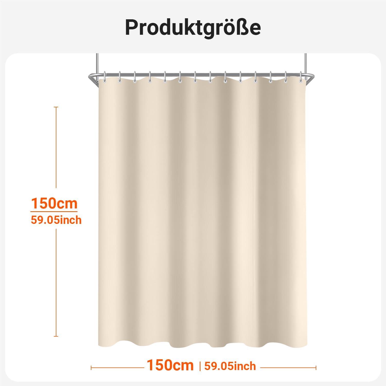 Duschvorhang 150x150 Beige Wasserabweisend Antischimmel Polyester