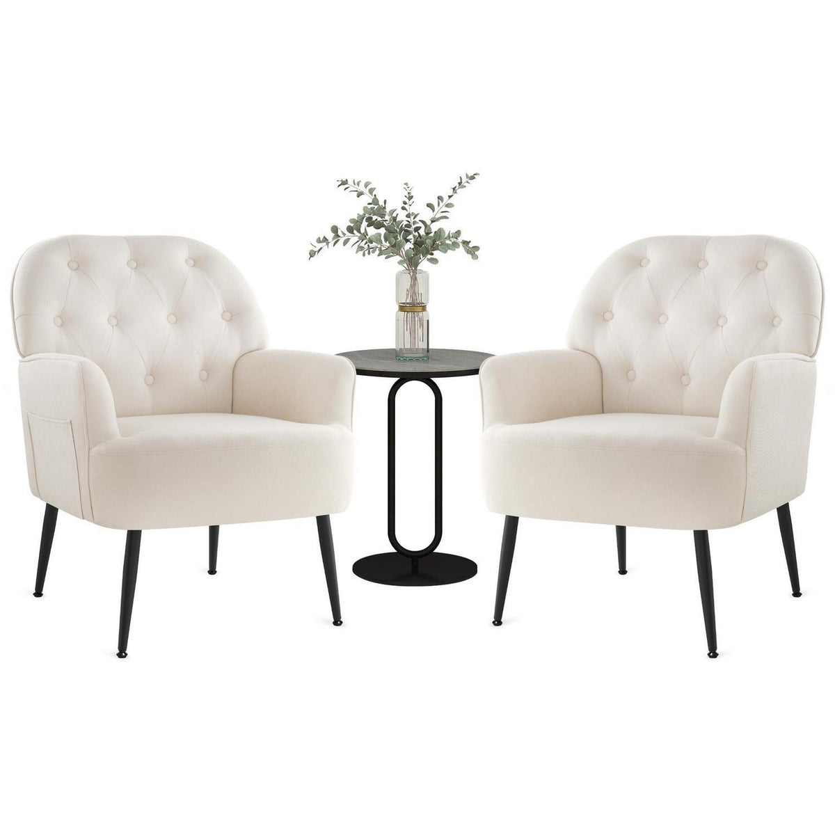Bequemer Lounge Sessel mit Seitentasche – Modernes Design (Beige)
