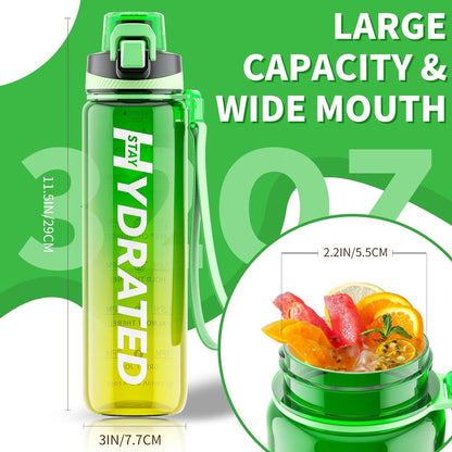 Trinkflasche 1L BPA-frei Tritan Sport Auslaufsicher mit Zeitmarkierung