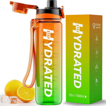 Trinkflasche 1L BPA-frei Tritan Sport Zeitmarkierung Taglilie Orange