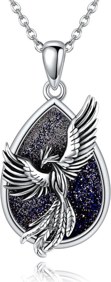 Phönix Halskette Sterlingsilber blauer Sandstein Anhänger