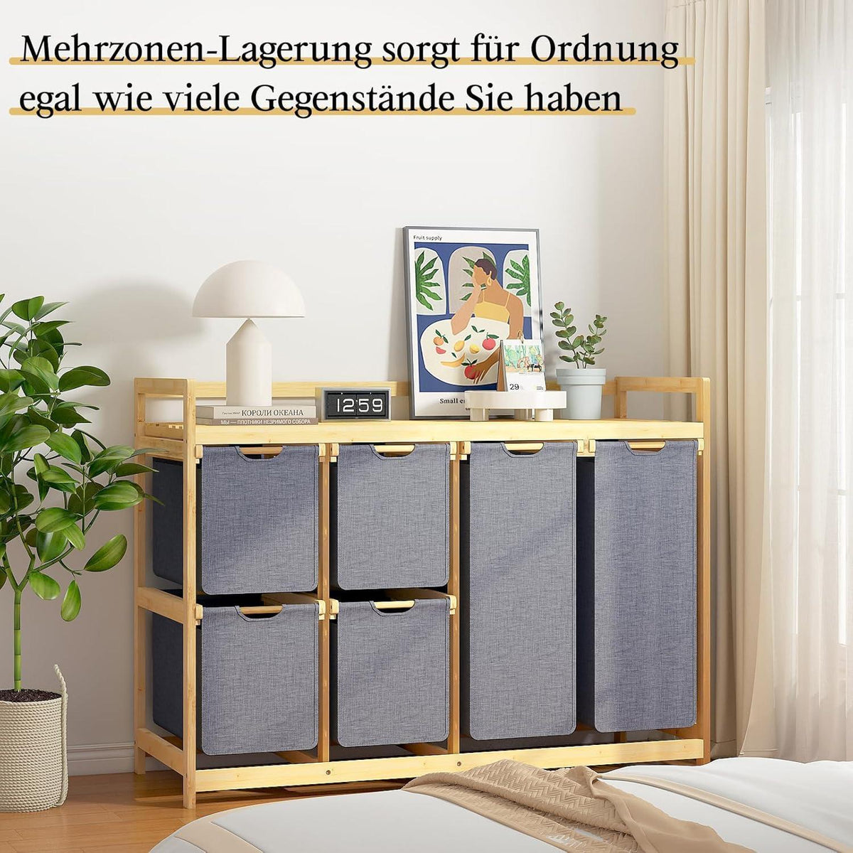 200L Wäschekorb mit 6 Fächern & Wäschesäcken
