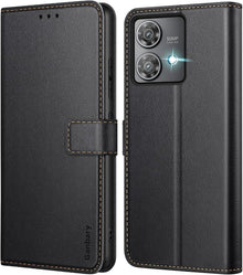 Motorola Edge 40 Neo Handyhülle Leder Schwarz Standfunktion