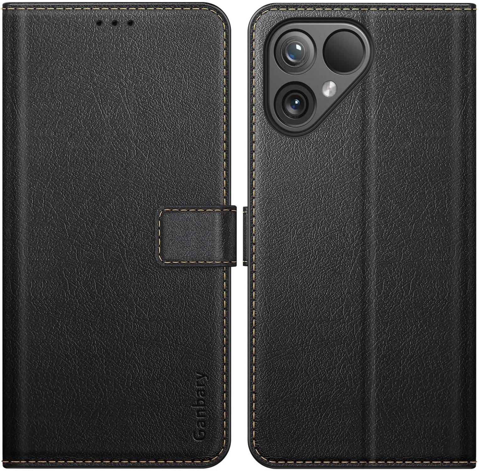 Leder Handyhülle Fairphone 5 Klapphülle Schwarz Magnet Standfunktion