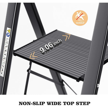 Klappbare Aluminium-Stufenleiter mit Handlauf, 5 Stufen, 150 kg