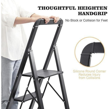 Klappbare Aluminium-Stufenleiter mit Handlauf, 5 Stufen, 150 kg