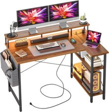 Eckschreibtisch mit LED und Steckdosenleiste - 120x70 cm - Ergonomic