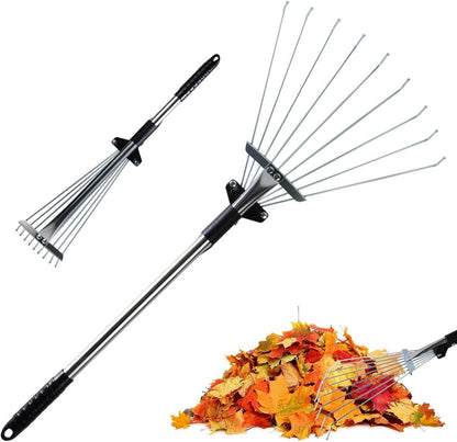 Verstellbarer Gartenrechen Metall 130cm 9 Zinken