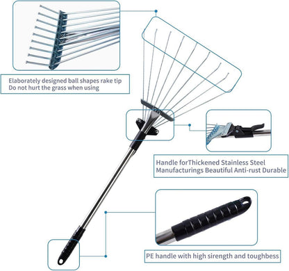Verstellbarer Gartenrechen Metall Laubrechen 28 Zoll Harke