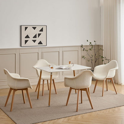 4er-Set Esszimmerstühle Beige, Vintage-Stil mit Armlehnen