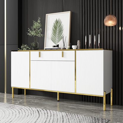 Weißes Sideboard mit 4 Türen & Schublade – 160cm Wohnzimmerschrank