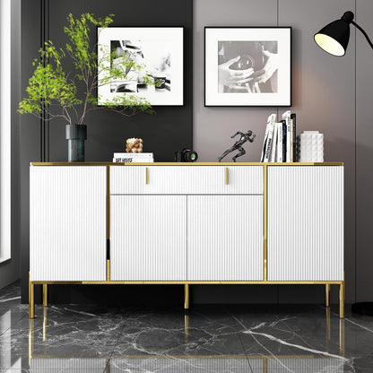 Weißes Sideboard mit 4 Türen & Schublade – 160cm Wohnzimmerschrank