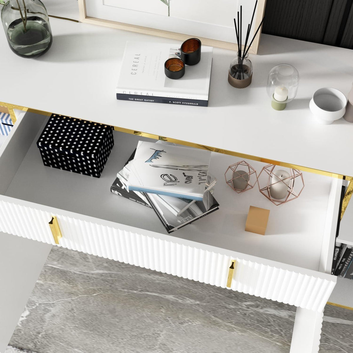 Weißes Sideboard mit 4 Türen & Schublade – 160cm Wohnzimmerschrank