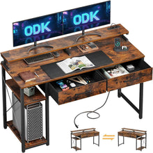 Schreibtisch mit 2 Schubladen und USB-Ladeanschluss, 120x50cm