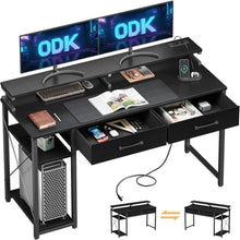 Schreibtisch mit Schubladen und Monitorständer 120x50cm Schwarz