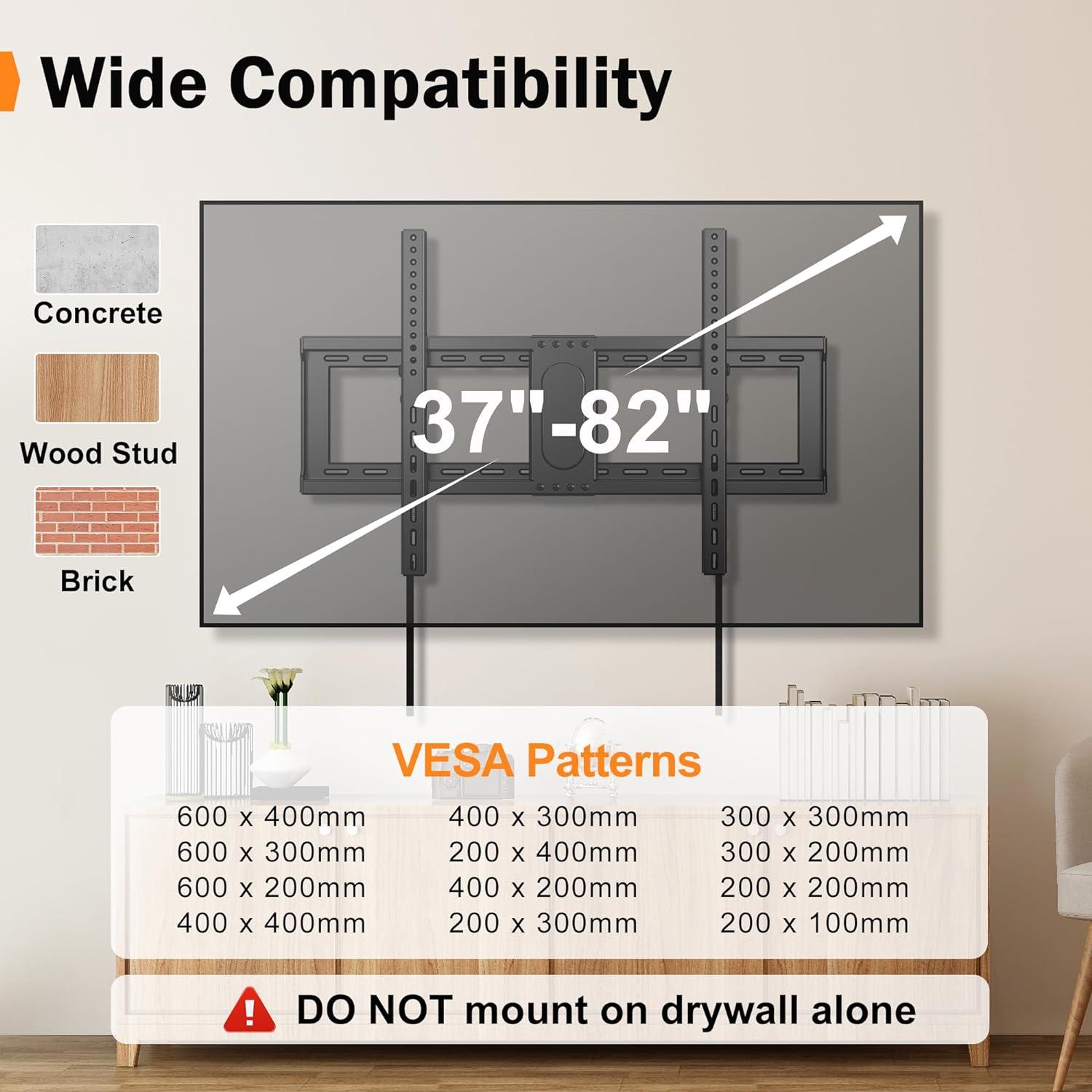 TV Wandhalterung Schwenkbar Neigbar für 37-82 Zoll Flachbildfernseher bis 60 kg VESA 600x400 mm