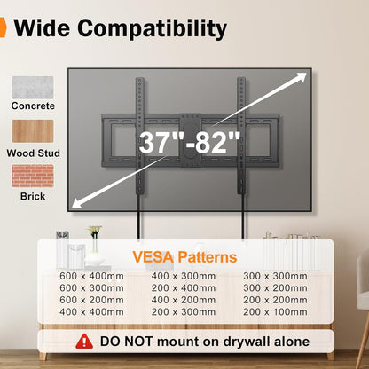 TV Wandhalterung Schwenkbar Neigbar für 37-82 Zoll Flachbildfernseher bis 60 kg VESA 600x400 mm