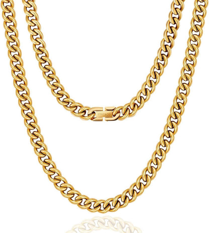 Kubanische Panzerkette Edelstahl 18K Gold Vergoldet 9mm 50,8cm